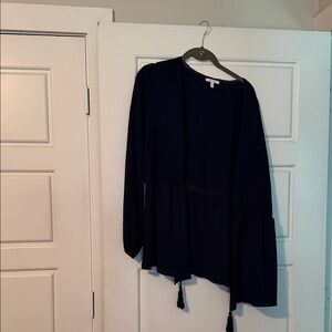 Maurices Black Long Sleeve Open Cardigan with Tassels